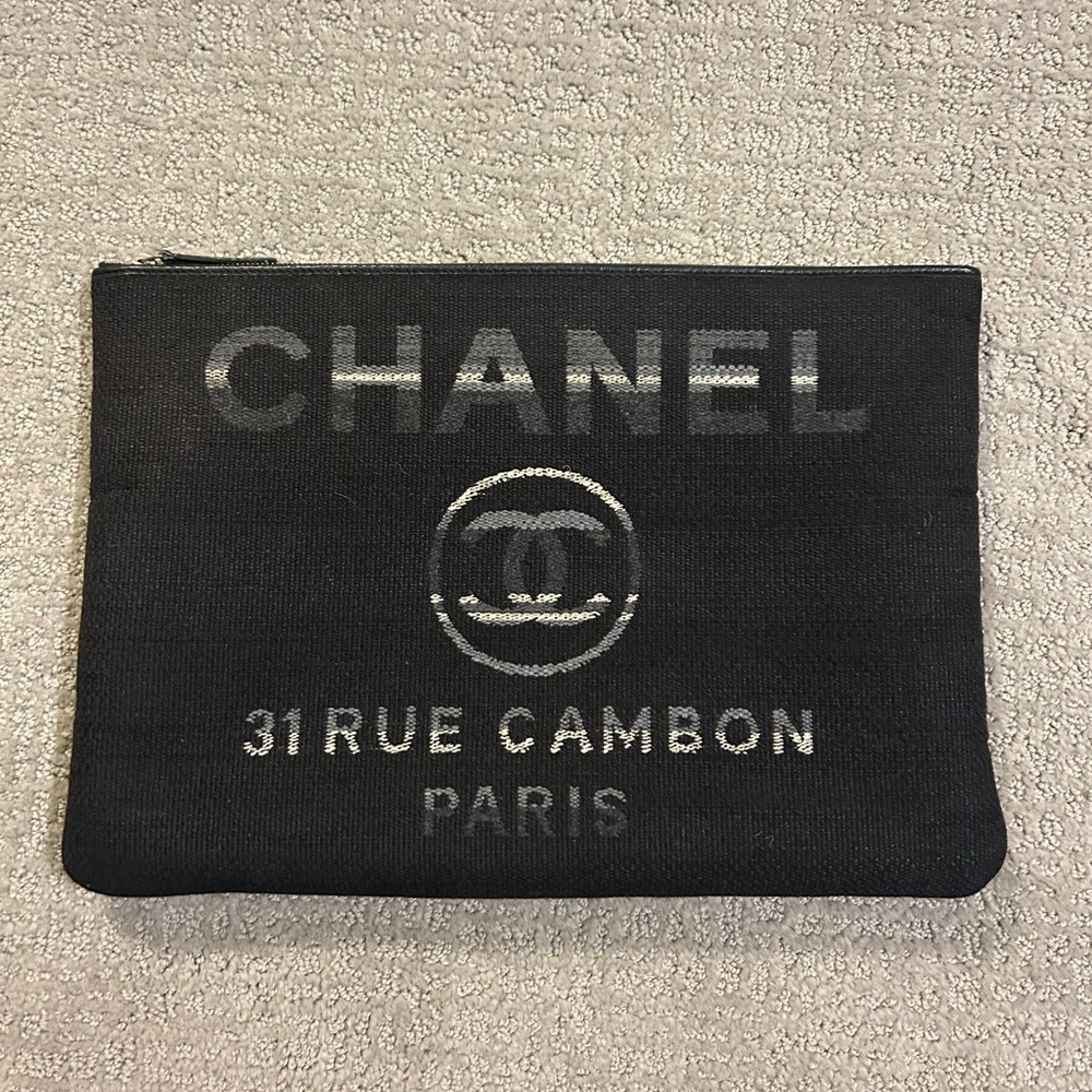 CHANEL Black and Silver Toiletry Bag